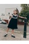 Kids Navy Velvet Mini Dress | Self Portrait