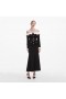 Women Black Chenille Knit Off Shoulder Midi Dress | Self Portrait Dresses