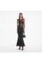 Women Black Rhinestone Fishnet Crossover Midi Dress | Self Portrait Dresses