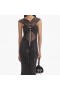 Women Black Rhinestone Fishnet Crossover Midi Dress | Self Portrait Dresses
