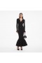 Women Black Ribbed Knit Fluted Midi Dress | Self Portrait Dresses