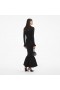 Women Black Ribbed Knit Fluted Midi Dress | Self Portrait Dresses