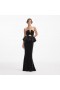 Women Black Velvet Peplum Maxi Dress | Self Portrait Dresses