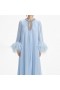 Women Blue Chiffon Feather Midi Dress Blue | Self Portrait Dresses
