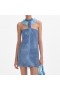 Women Blue Crystal Chainmail Zip Mini Dress | Self Portrait Dresses