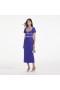 Women Blue Diamante Bow Trim Midi Dress | Self Portrait Dresses
