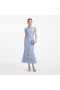 Women Blue Flower Lace Contrast Collar Midi Dress | Self Portrait Dresses