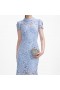 Women Blue Flower Lace Contrast Collar Midi Dress | Self Portrait Dresses