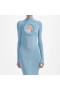 Women Blue Knit Cut Out Maxi Dress Blue | Self Portrait Dresses