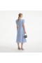 Women Blue Metallic Chiffon Midi Dress | Self Portrait Dresses