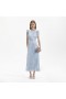 Women Blue Metallic Floral Midi Dress | Self Portrait Dresses