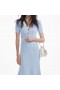 Women Blue Pointelle Knit Midi Dress Blue | Self Portrait Knitwear