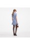Women Blue Viscose Rib Knit – Mini Dress | Self Portrait Knitwear