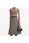 Women Brown Check Pleated Midi Skirt | Self Portrait Co-Ords