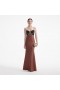 Women Brown Satin Diamante Maxi Dress | Self Portrait Dresses
