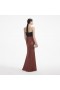 Women Brown Satin Diamante Maxi Dress | Self Portrait Dresses