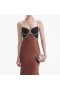 Women Brown Satin Diamante Maxi Dress | Self Portrait Dresses