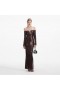 Women Brown Sequin Off Shoulder Maxi Dress | Self Portrait Dresses