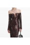 Women Brown Sequin Off Shoulder Maxi Dress | Self Portrait Dresses