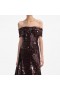 Women Brown Sequin Off Shoulder Midi Dress | Self Portrait Dresses
