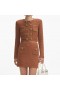 Women Brown Textured Knit Jacket | Self Portrait Co-Ords