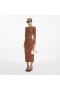 Women Brown Textured Knit Midi Dress | Self Portrait Dresses