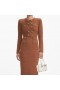 Women Brown Textured Knit Midi Dress | Self Portrait Dresses