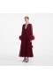 Women Burgundy Chiffon Feather Midi Dress Red | Self Portrait Dresses