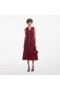 Women Burgundy Lace Buttoned Midi Dress | Self Portrait Dresses