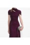Women Burgundy Rhinestone Mesh Cut Out Midi Dress | Self Portrait Dresses