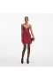 Women Burgundy Satin Strappy Mini Dress | Self Portrait Dresses