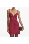 Women Burgundy Satin Strappy Mini Dress | Self Portrait Dresses