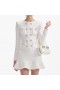 Women Cream Buttoned Knit Mini Dress | Self Portrait Dresses