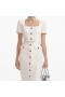 Women Cream Crepe Button Midi Dress | Self Portrait Dresses