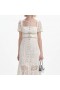 Women Cream Lace Diamante Bow Midi Dress | Self Portrait Dresses
