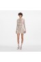 Women Cream Rhinestone Mesh Ruffle Mini Dress Cream | Self Portrait Dresses