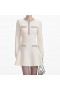 Women Cream Textured Knit Embellished Mini Dress | Self Portrait Knitwear