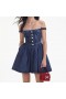 Women Denim Off Shoulder Mini Dress | Self Portrait Denim
