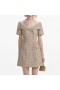 Women Gold Boucle Open Neck Mini Dress | Self Portrait Dresses
