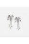 Women Large Crystal Bow Droplet Earrings Silver | Self Portrait Jewellery