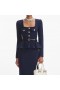 Women Navy Knit Peplum Midi Dress | Self Portrait Knitwear
