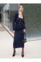 Women Navy Knit Peplum Midi Dress | Self Portrait Knitwear