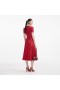 Women Red Sequin Lace Midi Dress | Self Portrait Dresses