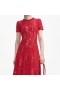 Women Red Sequin Lace Midi Dress | Self Portrait Dresses