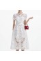 Women White Cotton Lace Button Midi Dress | Self Portrait Dresses