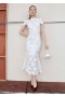 Women White Flower Lace Midi Dress White | Self Portrait Dresses