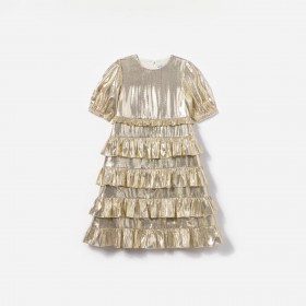 Kids Gold Metallic Frill Dress | Self Portrait