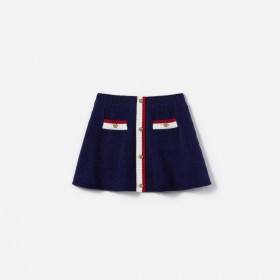 Kids Navy Textured Knit Skirt | Self Portrait