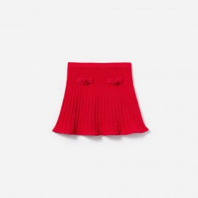 Kids Red Ribbed Knit Skirt | Self Portrait