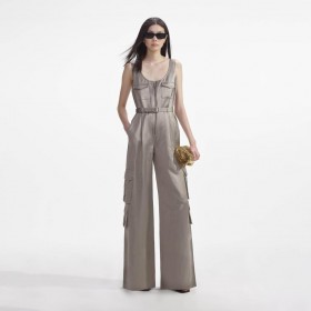Women Beige Satin Jumpsuit | Self Portrait Jumpsuits